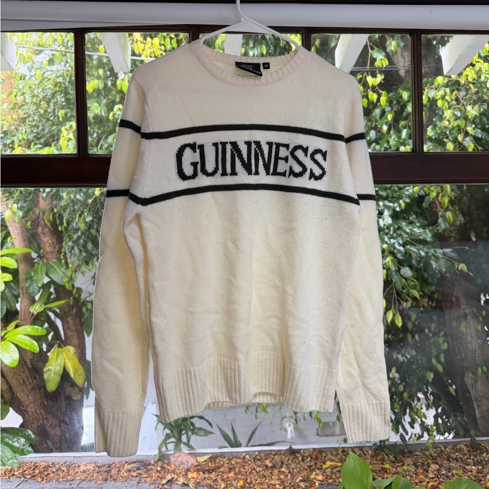 Guinness Official RARE Vintage Cream Knit Sweater XS Unisex Irish Beer Logo
